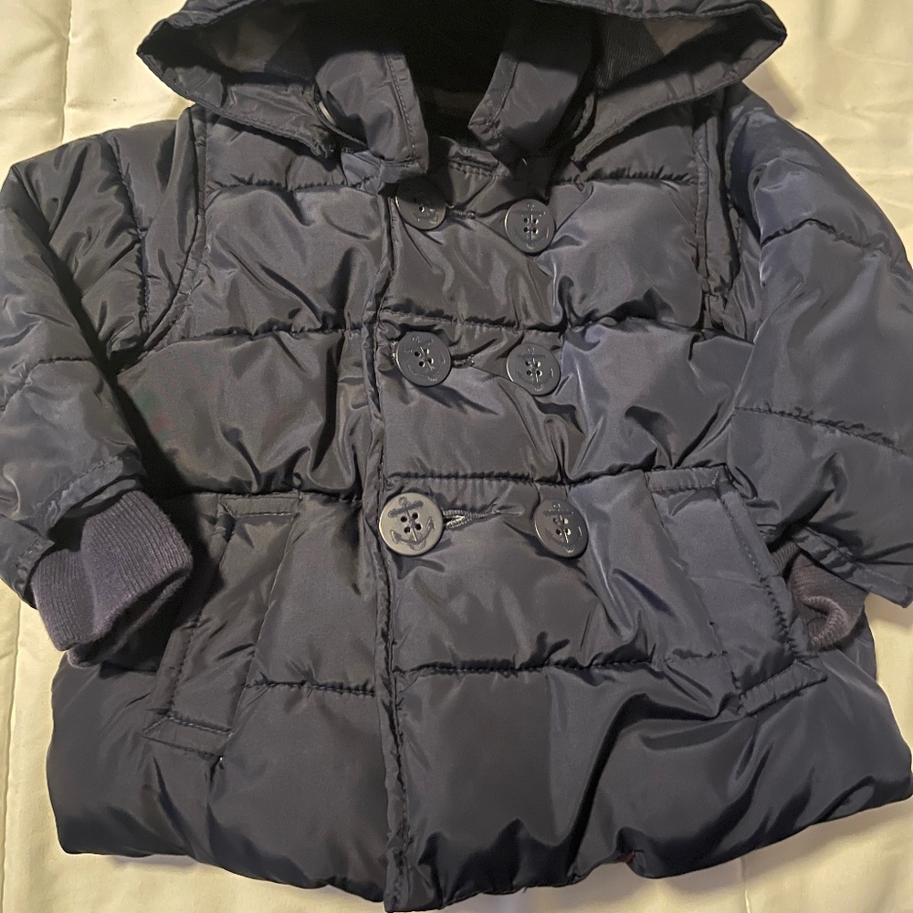 Baby GAP Navy Blue Puffer Pea Coat 6-12 month